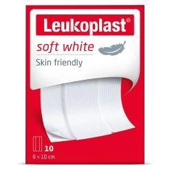 10x Leukoplast Wondpleisters Zacht 8 X 10 Cm Soft White