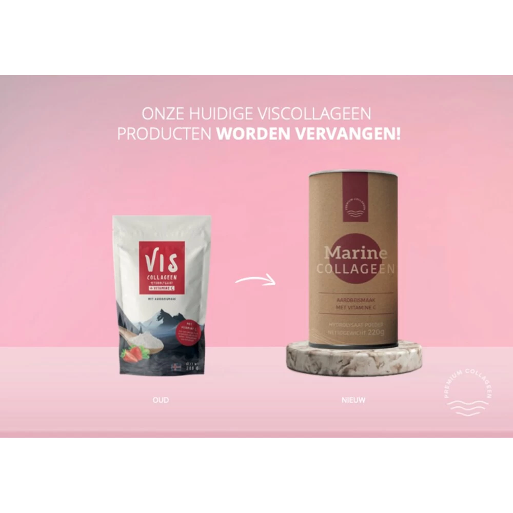 Premium Collageen Hydrolysaat Poeder Met Vitamine C Aardbeismaak - Afbeelding 3